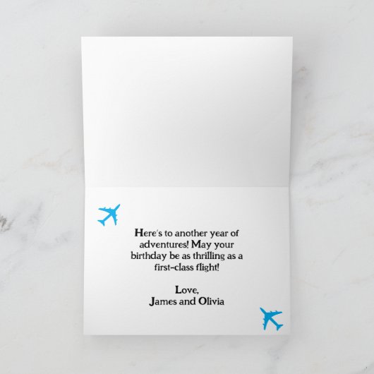 飛行機操縦練習場クール航空パイロット誕生日 カード (内部)