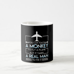 飛行機整備士の飛行機は実質の人の苦境を取ります コーヒーマグカップ