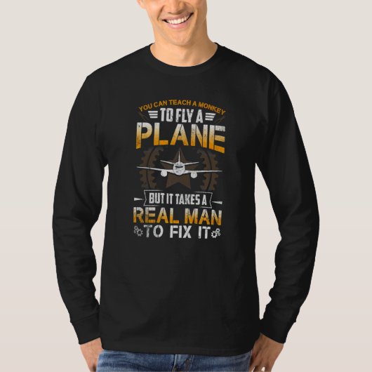 飛行機整備士実在マンフィックス飛行機 Tシャツ (正面)