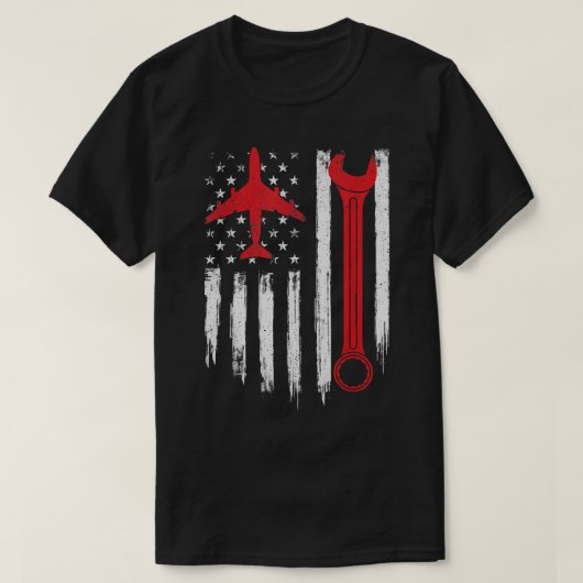 飛行機整備士工具航空技術者飛行機 Tシャツ (デザイン正面)