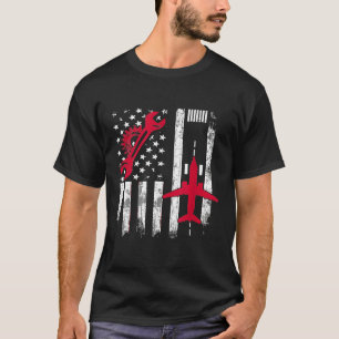飛行機整備士米国旗の航空技術者 Tシャツ