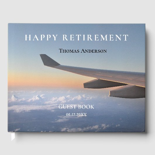 飛行機旅行をテーマにした退職 ゲストブック (正面)