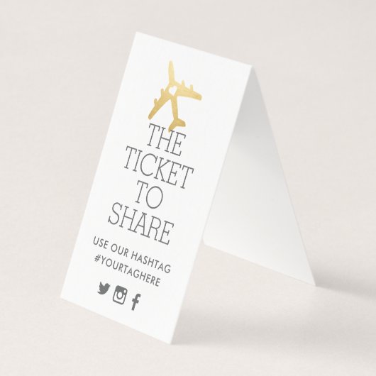 飛行機旅行テーマ結婚のハッシュタグの看板カード (裏面)
