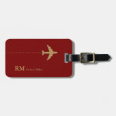 飛行機旅行パーソナライズされた濃い赤 ラゲッジタグ (正面横)