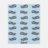 飛行機旅行ブルーベビーシャワー贈り物、航空 フリースブランケット (正面)