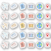 飛行機旅行 バケーション アドベンチャー アイコン Bujo プランナー シール (正面)