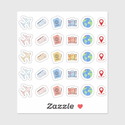 飛行機旅行 バケーション アドベンチャー アイコン Bujo プランナー シール (シート)