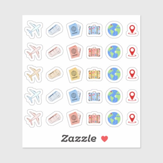 飛行機旅行 ヴァケーション アドベンチャー アイコン ブジョ プランナー シール (シート)