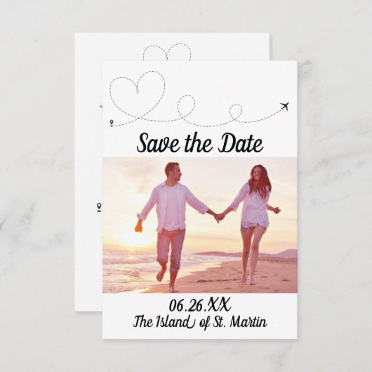 飛行機旅行 – 3x5日付招待状の保存 招待状 (正面/裏面)