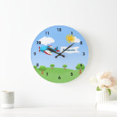 飛行機旗の男の子の柱時計 ラージ壁時計 (ホーム)