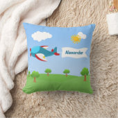 飛行機旗の男の子の装飾用クッション クッション (ブランケット)