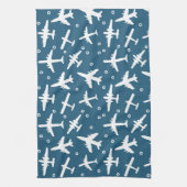 飛行機模様（濃紺・白航空） キッチンタオル (縦)