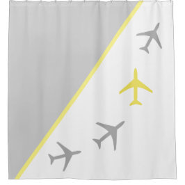 飛行機機ファンキーパイロット飛飛んでいる行 シャワーカーテン
