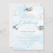 飛行機水お洒落色《キリスト教》洗礼式や命名式パーティー 招待状 (正面)