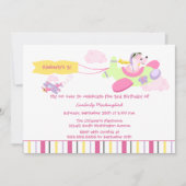 飛行機犬のパイロットの女の子の誕生日のパーティの招待状 招待状 (正面)