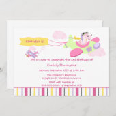 飛行機犬のパイロットの女の子の誕生日のパーティの招待状 招待状 (正面/裏面)