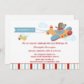 飛行機犬のパイロットボーイの誕生日パーティーの招待 招待状 (正面/裏面)