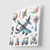 飛行機玩具 スクエア壁時計 (傾斜)