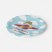 飛行機紙プレート-パイロットボーイ誕生日ベビー ペーパープレート (アングル)
