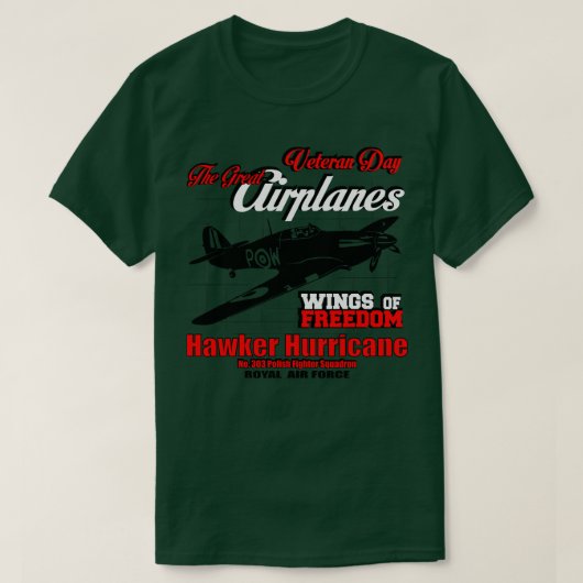飛行機素晴らしホーカーハリケーン1 Tシャツ (デザイン正面)