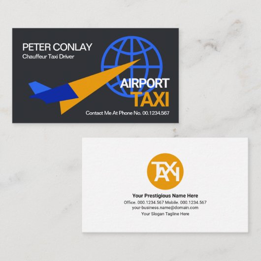 飛行機素晴らしリフトオフ国際空港タクシー乗り 名刺 (正面/裏面)