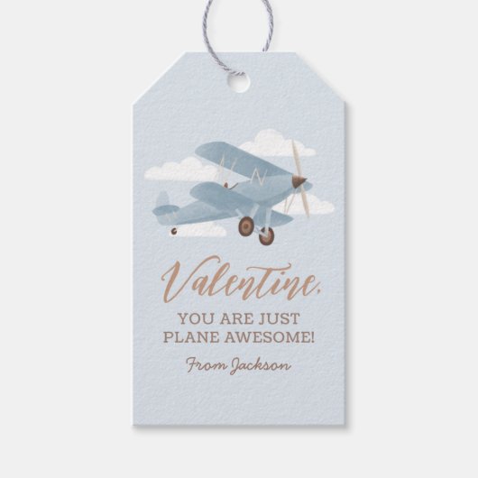 飛行機素晴らし飛行機子供バレンタインデー ギフトタグ (正面)