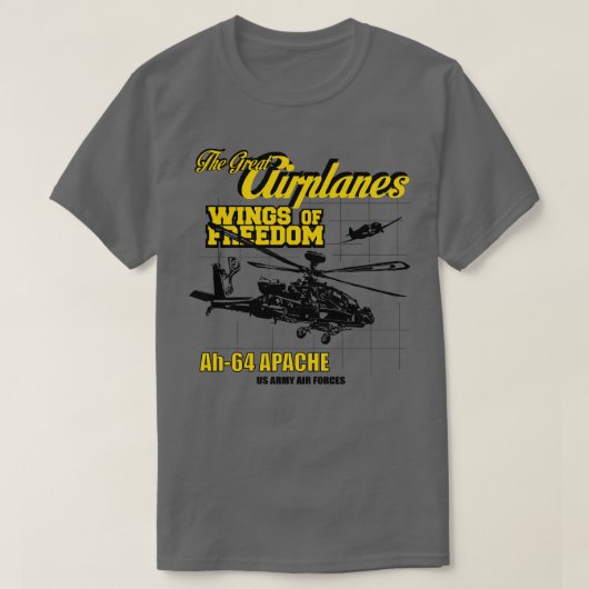 飛行機素晴らしAH64 APACHE Tシャツ (デザイン正面)
