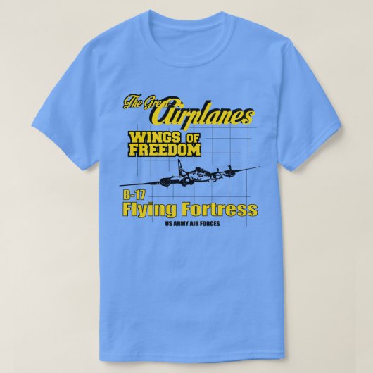 飛行機素晴らしB17要塞飛んでいる Tシャツ (デザイン正面)