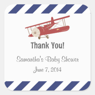 飛行機素朴Thank You Stickers スクエアシール