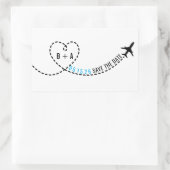 飛行機経路モノグラム結婚の日付パーソナライズされた 長方形シール (バッグ)