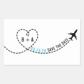 飛行機経路モノグラム結婚の日付パーソナライズされた 長方形シール (正面)