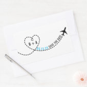 飛行機経路モノグラム結婚の日付パーソナライズされた 長方形シール (封筒)