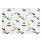 飛行機自転車ブックレッドイエローブルートラベル 枕カバー (裏面-左)