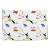 飛行機自転車ブックレッドイエローブルートラベル 枕カバー (裏面-右)