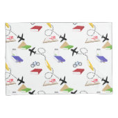 飛行機自転車ブックレッドイエローブルートラベル 枕カバー (正面右)