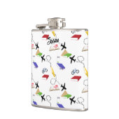 飛行機自転車ブックレッドイエローブルーホワイト フラスク (左)