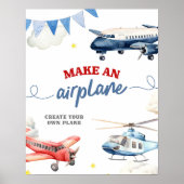 飛行機誕生日が飛行機のカスタム標識を作る ポスター (正面)