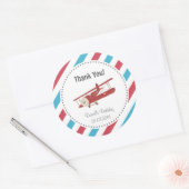 飛行機誕生日サンキューステッカー ラウンドシール (封筒)