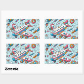 飛行機誕生日シール 長方形シール (シート)