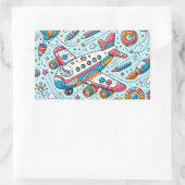 飛行機誕生日シール 長方形シール (バッグ)