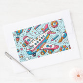 飛行機誕生日シール 長方形シール (封筒)