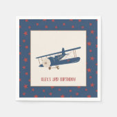 飛行機誕生日ナプキン – 男の子 – カスタム スタンダードカクテルナプキン (正面)