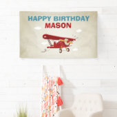 飛行機誕生日バナートラベルアドベンチャーヴィンテージ 横断幕 (インサイチュ)