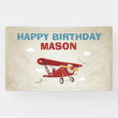 飛行機誕生日バナートラベルアドベンチャーヴィンテージ 横断幕 (横)