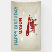 飛行機誕生日バナートラベルアドベンチャーヴィンテージ 横断幕 (縦)