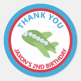 飛行機誕生日パーティーありがとうお願い ラウンドシール