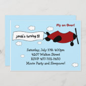 飛行機誕生日パーティーの招待 招待状 (正面/裏面)