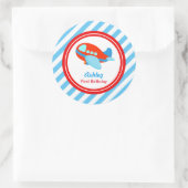 飛行機誕生日ベビーシャワー ラウンドシール (バッグ)