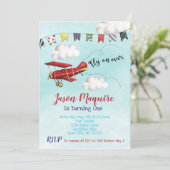 飛行機誕生日招待状の男の子の誕生日 招待状 (スタンド正面)