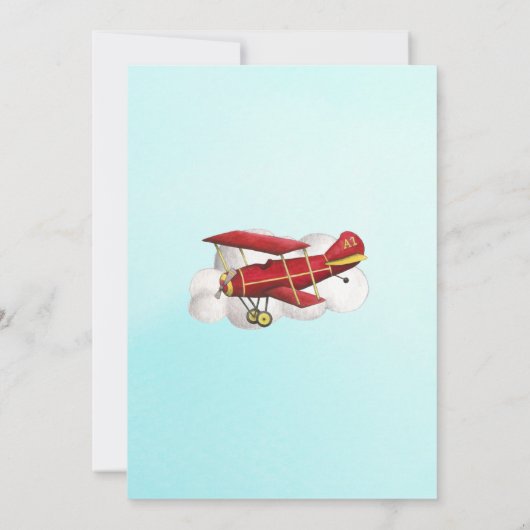 飛行機誕生日招待状の男の子の誕生日 招待状 (裏面)